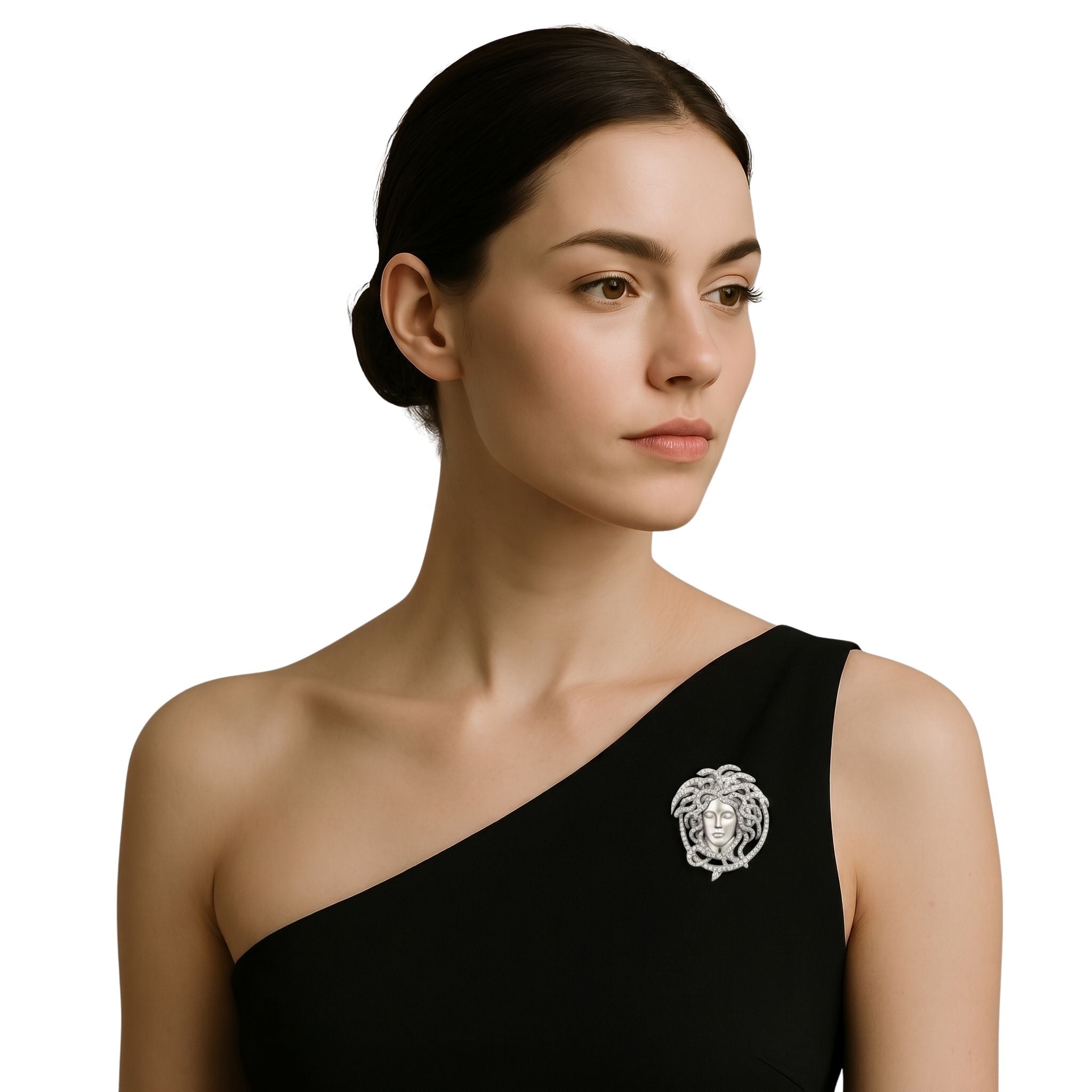 IMPERARI MEDUSA PAVÉ DIAMOND BROOCH – WHITE GOLD