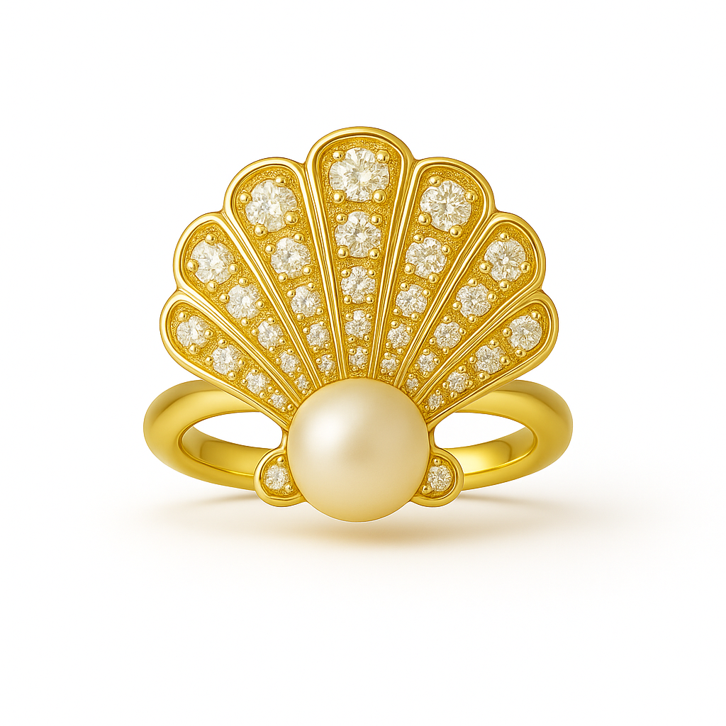 IMPERARI MARE – PEARL DIAMOND RING YELLOW GOLD